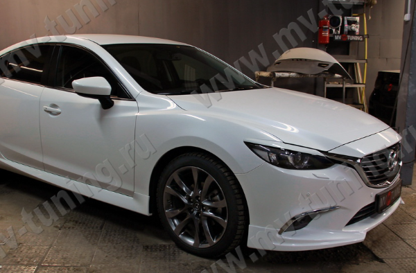 Клыки (накладки) переднего бампера "SkyActivSport" var №3 для Mazda 6 (2015-н.в.) купить недорого с доставкой в Екатеринбург