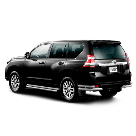 Защита заднего бампера двойная угловая d63/51мм (НПС) Toyota Land Cruiser Prado 150 (2013-2016 г.в.) купить недорого с доставкой в Екатеринбург