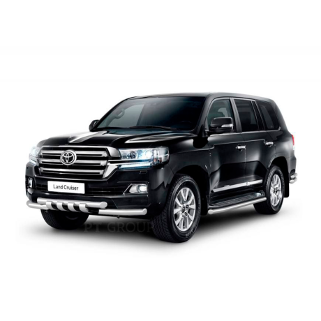 Защита переднего бампера двойная с зубьями d63/63мм (НПС) Toyota Land Cruiser 200 (2014-н.в.) купить недорого с доставкой в Екатеринбург
