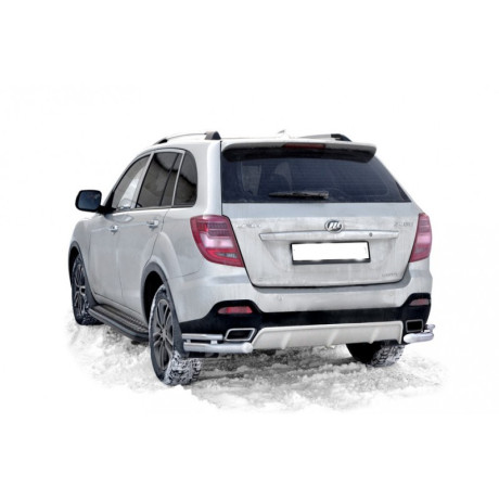 Защита заднего бампера «Уголки двойные» (d63,5) для Lifan X60 (2016-н.в.)(Нерж. Сталь) купить недорого с доставкой в Екатеринбург