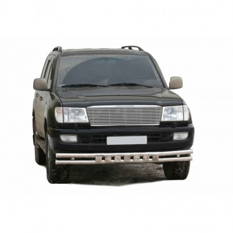 Защита переднего бампера «Труба двойная супер» (d63,5) для Toyota Land Cruiser 100 (1998-2007)(Окрашенное) купить недорого с доставкой в Екатеринбург